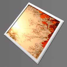 Stropní led panel  s motivem podzimních listů (bílý rámeček)