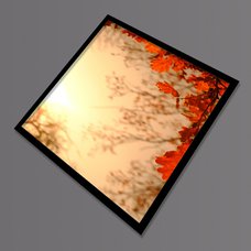 Stropní led panel  s motivem podzimních listů (černý rámeček)