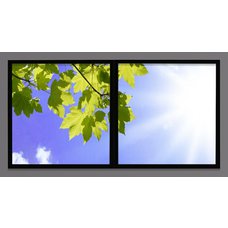 Sada 2 led stropních panelů s motivem javorových listů (černý rámeček)