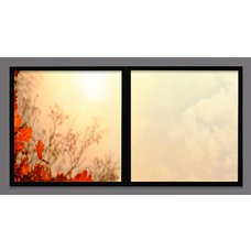 Sada 2 led stropních panelů s motivem podzimních listů (černý rámeček)