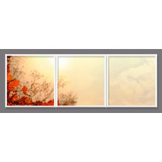 Sada 3 led stropních panelů s motivem podzimních listů (bílý rámeček)