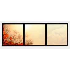 Sada 3 led stropních panelů s motivem podzimních listů (černý rámeček)
