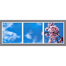 Sada 3 led stropních panelů s motivem větviček růžové třešně (bílý rámeček)