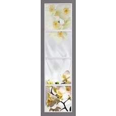 Sada 4 led panelů s  designovým motivem orchideje (bílý rámeček)
